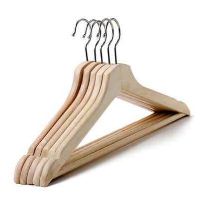 CHILDWEET 2pcs Solid Wooden Suit Hangers Non-Slip Bar and Rust Hooks for Coats Jackets and Dresses Natural and Walnut Finish Heavy Duty Design for Maximum Closet Storage