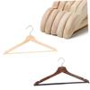 CHILDWEET 2pcs Solid Wooden Suit Hangers Non-Slip Bar and Rust Hooks for Coats Jackets and Dresses Natural and Walnut Finish Heavy Duty Design for Maximum Closet Storage view 3