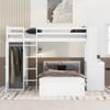 Hlcodca Twin Size Loft Bed with A Twin Size Stand-Alone Bed, Shelves,Desk,and Wardrobe Multifunctional 2 Beds in 1 Space Saving Furniture Bed Frames (White, Twin) view 1