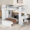 Hlcodca Twin Size Loft Bed with A Twin Size Stand-Alone Bed, Shelves,Desk,and Wardrobe Multifunctional 2 Beds in 1 Space Saving Furniture Bed Frames (White, Twin) view 3