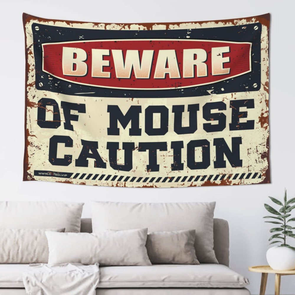 Abipuir Cave Man Bar Beware Of Mouse Caution Tapestry Decorations For Bedroom Funny Outdoor Decor (Size : 75X100CM)