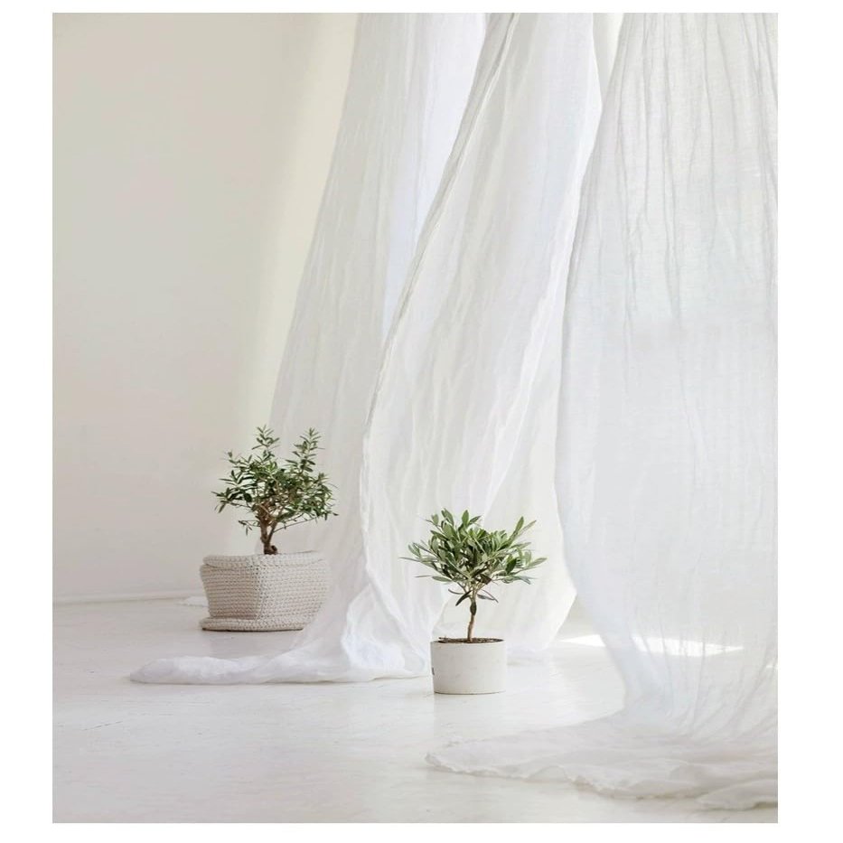 ILUOGUDU 100% Linen Curtains Natural Linen Curtain Panels for Living Room/Light Reducing Linen Sheer Curtains 96 inch Length 1Panels Set, White (Tab Top Curtains, 120" W x 96" L)