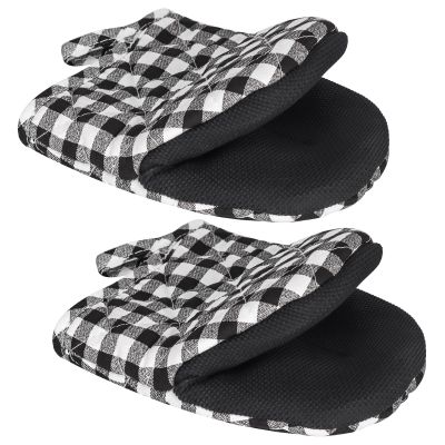 1 Pair Short Oven Mitts - Silicone Kitchen Oven Gloves High Heat Resistant 500, Mini Oven Mits with Non-Slip Grip Surfaces and Hanging Loop for BBQ, Baking, Cooking and Grilling