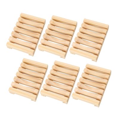 6pcs Bamboo Soap Holder Laundry Soap Holder Laundry Dish Wooden Tray Draining Rack Shower Stand Kitchen Sponge Holder Wooden Stand