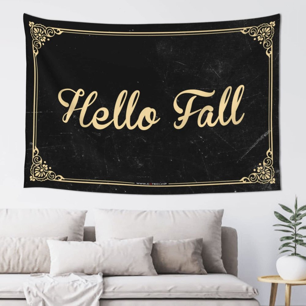 Abipuir Funny Sogns Hello Fall Tapestry Home Decor For Men Bedroom Decor Aesthetic (Size : 75X100CM)