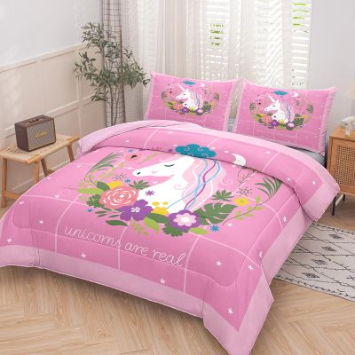 Tailor Shop Girls' Unicorn Comforter Set - King Size Pink Unicorn Bedding Set for Kids' Room with 2 Pillowcases