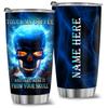 62354 Personalized Skull Name Tumblers Blue Fire Skull Coffee Tumblers Touch My Coffee And I Will Drink It From Your Skull, 20oz Skull Gifts for Men Stainless Steel Tumbler Full Size 20 OZ 30 OZ For view 1