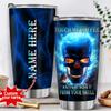 62354 Personalized Skull Name Tumblers Blue Fire Skull Coffee Tumblers Touch My Coffee And I Will Drink It From Your Skull, 20oz Skull Gifts for Men Stainless Steel Tumbler Full Size 20 OZ 30 OZ For view 2