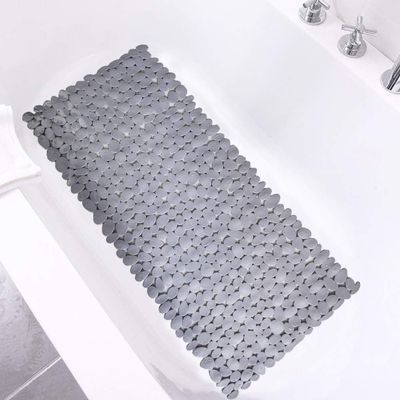 Bathtub Mat Non Slip 2 Pack, 35 x 16 Inches Pebble Shower Mat with Suction Cups and Drain Holes, Bath Mat for Shower,Bathroom tub (Grey)