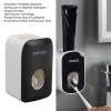 WOOXGEHM Automatic Toothpaste Dispenser, Wall Mounted Toothpaste Squeezer Dispenser, Bathroom Accessories for Children and Family Showers(Black) view 3