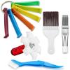Cenipar 5PCS Air Conditioner Condenser Fin Comb Set Include FCR6 Fin Comb, Metal Radiator Fin Comb, Plastic Air Conditioner Fin Comb, Blue Folding Brush and Brown Brush Air Conditioner Fin view 1