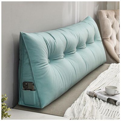 Detachable Headboard Pillow, Triangular Bedside Cushion With Zipper, Bed / Sofa Large Backrest Reading Pillow, Soft, Comfortable, Waterproof And Wear-resistant ( Color : Sky blue , Size : 180cm/70.8in