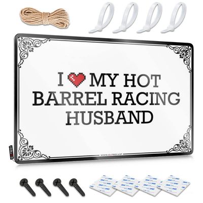 Abipuir Garage Signs for Men Vintage I Love My Hot Barrel Racing Husband Tin Sign Office Tin Sign Tiki Bar for Outside Patio (Color : Colour, Size : 30X40CM)
