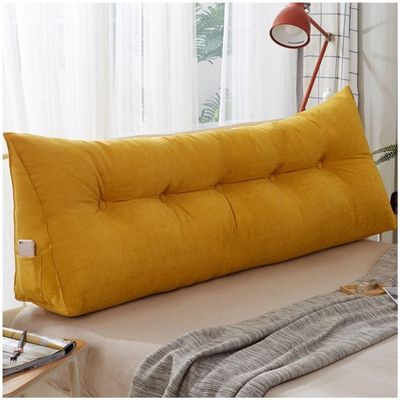 Headboard Pillows, Large Backrest Bedside Cushion, Tatami Bedroom Sofa Floating Window Triangular Reading Pillow, Long Pillow Soft, Comfortable And Breathable ( Color : Yellow , Size : 80cm/31.5inch )