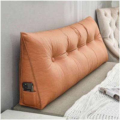 Detachable Headboard Pillow, Triangular Bedside Cushion With Zipper, Bed / Sofa Large Backrest Reading Pillow, Soft, Comfortable, Waterproof And Wear-resistant ( Color : Orange , Size : 100cm/39.3inch