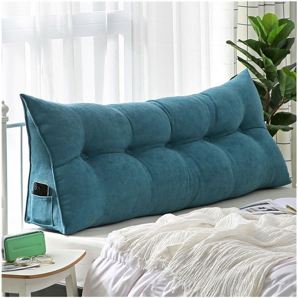 Headboard Pillows, Large Backrest Bedside Cushion, Tatami Bedroom Sofa Floating Window Triangular Reading Pillow, Long Pillow Soft, Comfortable And Breathable ( Color : Lake blue , Size : 200cm/78.7in
