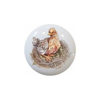 Farm Fresh Knobs Design Ceramic Cabinet Kitchen Bathroom Furniture Handles or Pulls w/Glossy Finish - Chicken Ultimate Chickens Baby Chicks Hen House Eggs by eae - 1.5 x 1.5 Inches (16)
