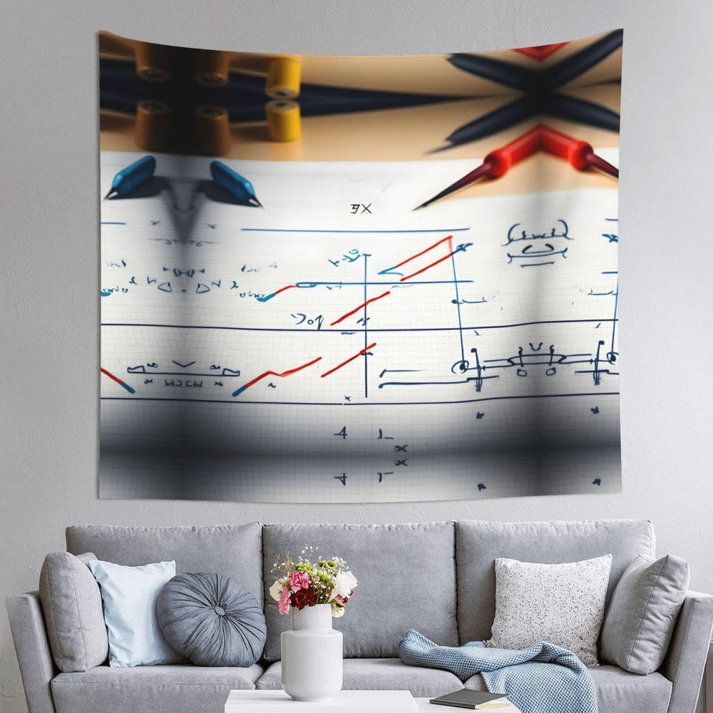 FRESQA Math Formula Unique Design Printed Tapestry,Decorative Tapestry For Bedroom Living Room Dorm (60 X 51 In)