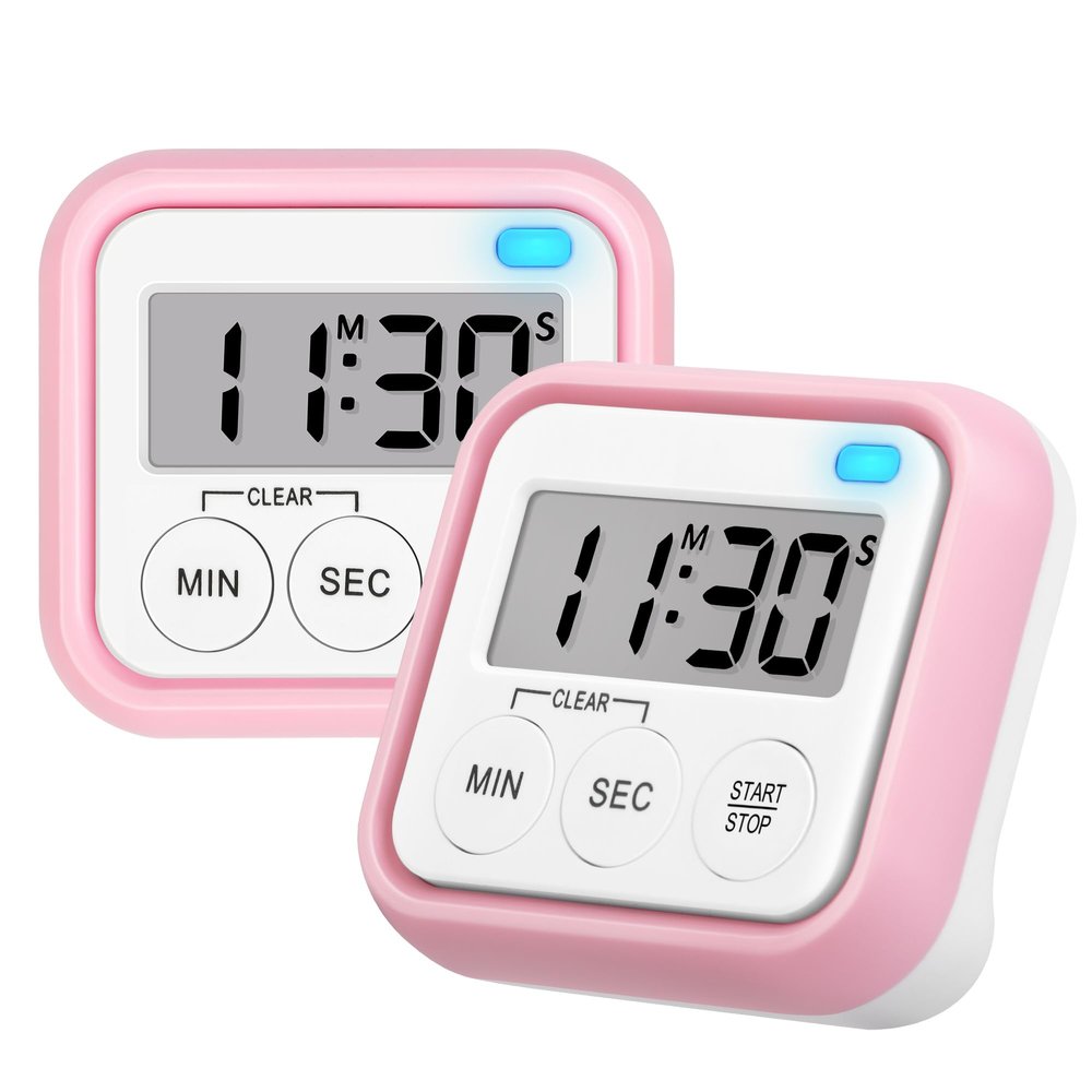 Timer, Kitchen Timers for Cooking Classroom Timer for Kids Teachers Magnetic Digital Timers 2 Pack, Pink