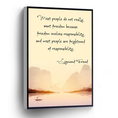 PUCHYUCT Mountain Landscape Canvas Wall Art Sigmund Freud Quote Poster Stretched And Framed Ready To Hang For Living Room,Bedroom,Classroom Etc (12" X 18")