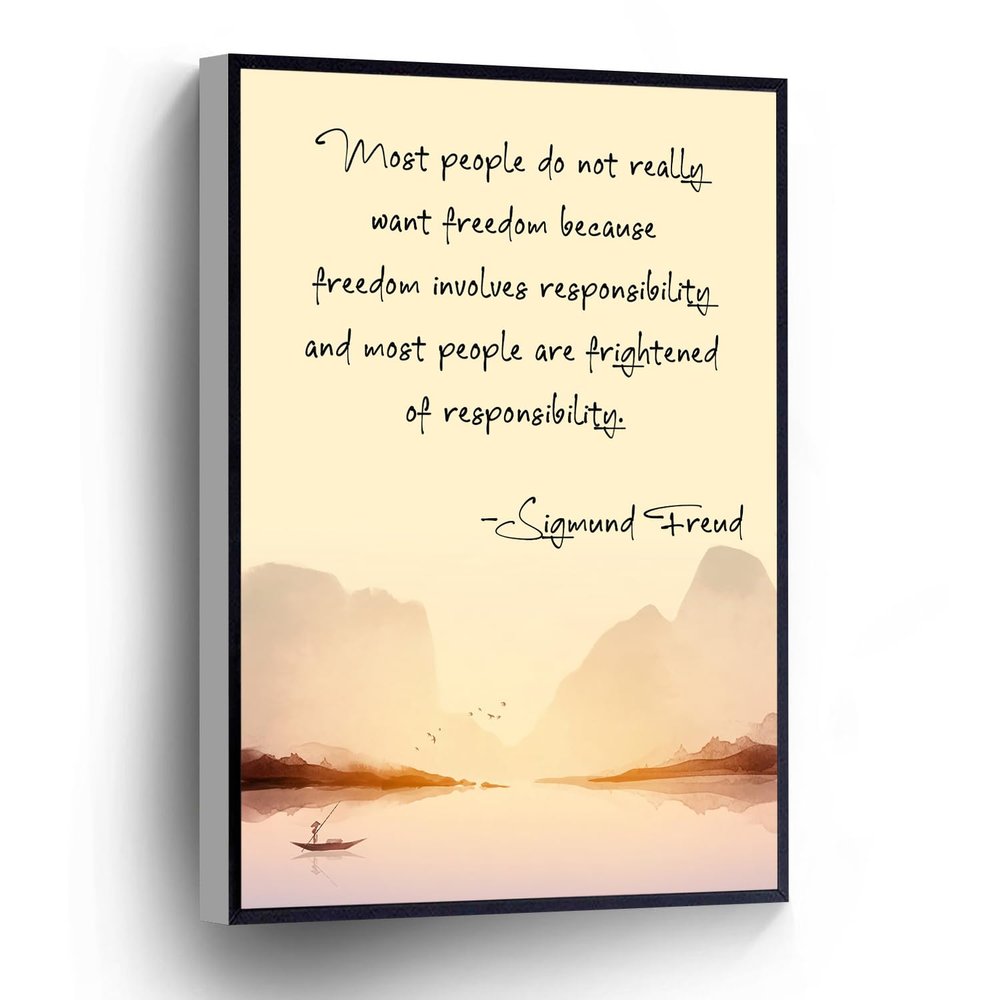 PUCHYUCT Mountain Landscape Canvas Wall Art Sigmund Freud Quote Poster Stretched And Framed Ready To Hang For Living Room,Bedroom,Classroom Etc (12" X 18")