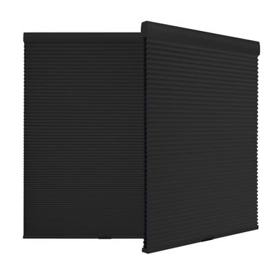 Boolegon Blackout Cellular Shades Cordless Honeycomb Shades for Windows Pull Down Honeycomb Blinds Sliding Door Office Living Room Blinds of Bedroom.Black.55 W x 56" H