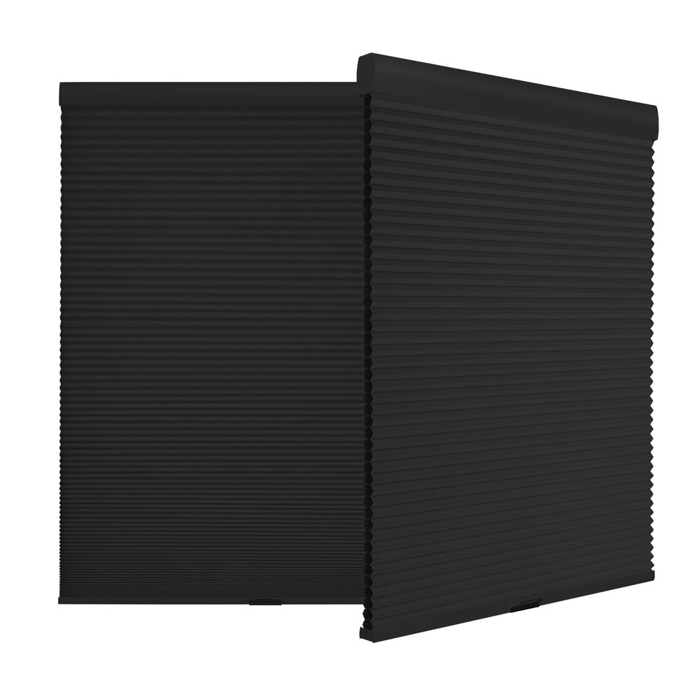 Boolegon Blackout Cellular Shades Cordless Honeycomb Shades for Windows Pull Down Honeycomb Blinds Sliding Door Office Living Room Blinds of Bedroom.Black.55 W x 56" H