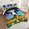 HOSIMA Cow Print Comforter with 2 Pillowcases,Farm Animal Theme Bedding Set Sunflower Twin Bed in a Bag Sets for Adults Teens Kids,Farm Starry Sky Toddler Comforter Floral Bedding Set. view 3
