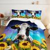 HOSIMA Cow Print Comforter with 2 Pillowcases,Farm Animal Theme Bedding Set Sunflower Twin Bed in a Bag Sets for Adults Teens Kids,Farm Starry Sky Toddler Comforter Floral Bedding Set. view 4