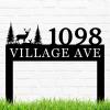ENFODREAM Personalized Metal Deer Address Sign With Stakes, Modern House Numbers For Outside, Metal Number Sign view 1