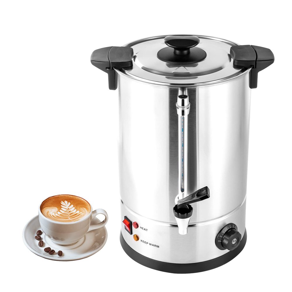 Commercial Grade Stainless Steel 12L Coffee Urn with Plastic Filter,1KW Coffee Maker Hot Water Pot,Electric Beverage Dispenser for Home & Party & Office & Wedding (12L)