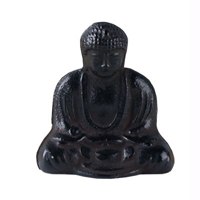 1pcs Antique Mini Buddha Statue, Solid Cast Iron Buddha Sculpture, Hand Carved Figurine for Indoor Home Decoration (Color : Black)