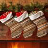 Christmas Stockings, Mexican Striped Leopard Print Stripes Animal Fur Texture Brown Durable Hanging Decor for Trees, Fireplaces, Indoors and Outdoors, Perfect for Storing Gifts, 18x12 Inch view 2