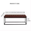 Storage Ottoman Foot Rest end of Bed Bench Metal Entryway Bench,Faux Leather Shoe Bench Upholstered End of Bed Bench,Rusitc Bench Multifunction Bedroom Bench Dining Bench-Brown 100x35x43cm(3 view 2