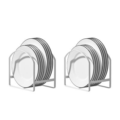 2 Pack Kitchen Plate Holder Organizer for Cabinet Space Saver Dinner Dish Storage Rack Upright Dish Drying Racks Metal Plate Dish Racks Stand for Cupboard and Countertop Rustproof Large White