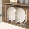 2 Pack Kitchen Plate Holder Organizer for Cabinet Space Saver Dinner Dish Storage Rack Upright Dish Drying Racks Metal Plate Dish Racks Stand for Cupboard and Countertop Rustproof Large White view 4