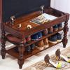 Storage Ottoman Foot Rest end of Bed Bench Solid Wood Entryway Shoe Bench with Padded Cushion Seat,Rustic Decorative Furniture Hallway Shoe Rack Bench,Premium Buttons Leather Storage Bench-F view 2