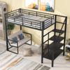 Brabrety Metal Twin Size Loft Bed with Bench and Storage Staircase, Space Saving,Ideal for bedrooms and Dormitories. view 3