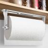 Paper Towel Holder Under Cabinet, Ayybboo Wall Mount Paper Towel Holder, for Kitchen or Bathroom Self-Adhesive or Drill Mounting Paper Roll Holder 13.8in(Silver) view 1