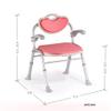 Bath Stools,Pink Bathing Chair Foldable Bathroom Shower with Backrest Stool Height Adjustable Bath Stool with Eva Foam Cushion Rotatable Handrail Oversized Non-Slip Rubber Foot Pad view 2