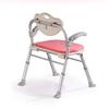 Bath Stools,Pink Bathing Chair Foldable Bathroom Shower with Backrest Stool Height Adjustable Bath Stool with Eva Foam Cushion Rotatable Handrail Oversized Non-Slip Rubber Foot Pad view 3