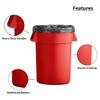 SunSierra Set of 6 55 Gallon Round Commercial Trash Can, Industrial Recycling Bin, Durable Garbage Can, Ingredient Bin, Safe Food Container (Red) view 3