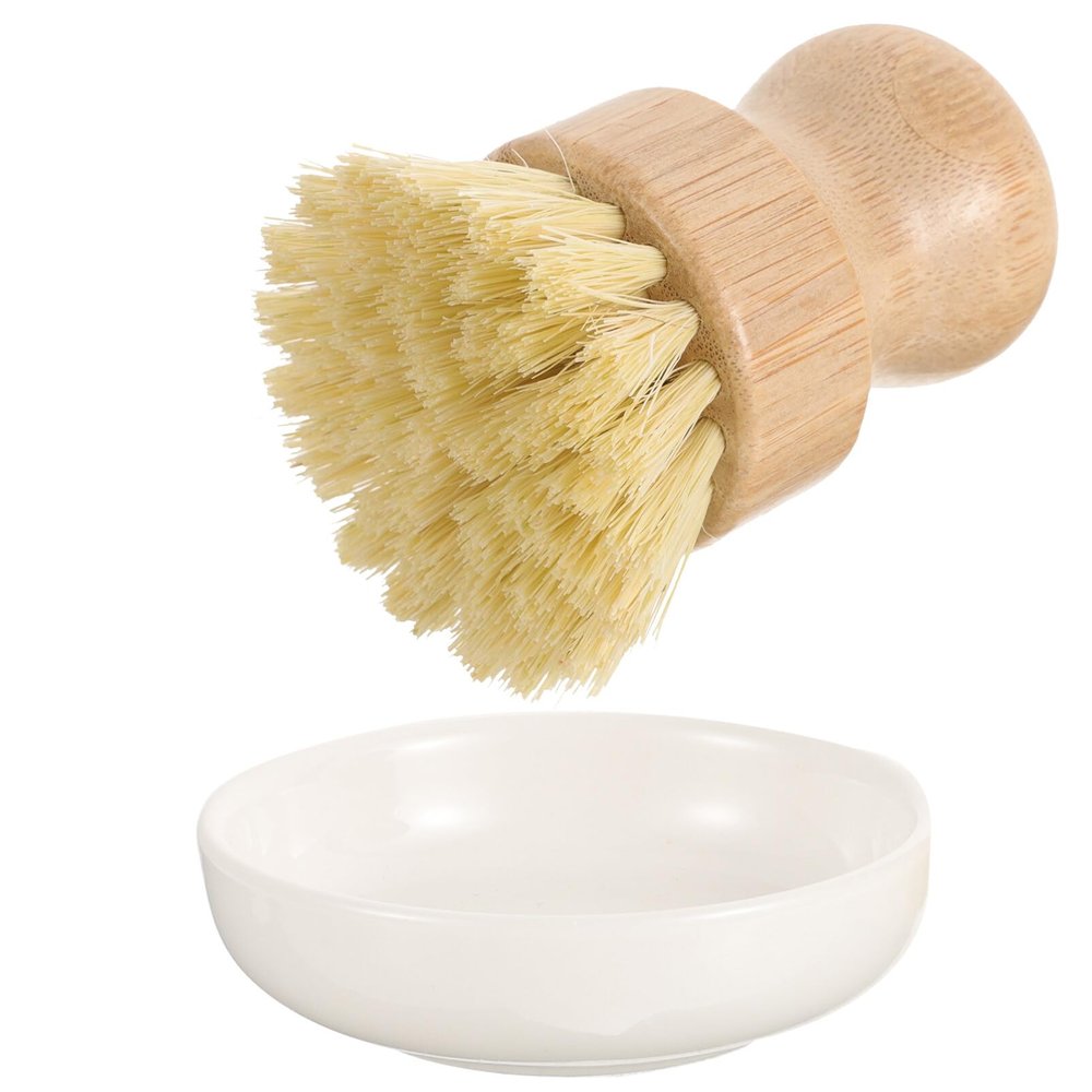 Homoyoyo Bamboo Handle Dish Scrubber Set Kitchen Cleaning Brush for Dishes Pot Brush with Long Handle
