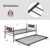 Giantex Metal Daybed with Trundle, Twin Size Day Bed with Wood Grain Headboard & Metal Slat Support, Space-Saving Trundle Sofa Bed for Living Room Guest Room, Easy Assembly, No Box Spring Needed view 2