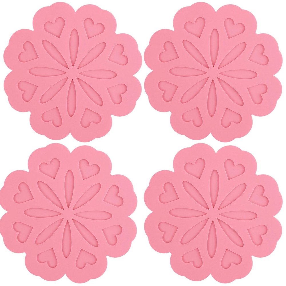 4 Pcs Silicone Trivet Pot Mat, Silicone Pot Holders for Hot Pan and Pot Pads. Heat Resistant Counter Mats for Tables Placemats,Countertops, Spoon Rest and Coasters