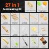 Delamu Sushi Making Kit 27 in 1 [Parent-Child] Sushi Kit, for Beginners/Pros Sushi Makers, with Bamboo Sushi Mats, Sushi Bazooka, Onigiri Mold, Rice Paddle, Sushi Knife, Guide Book & More view 3