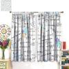Math Themed Blackout Curtains for Bedroom, Watercolor Minimal Print of Mathematics Geometry Rod Pocket Thermal Insulated Room Darkening Curtains Window Drapes 84x84in view 3