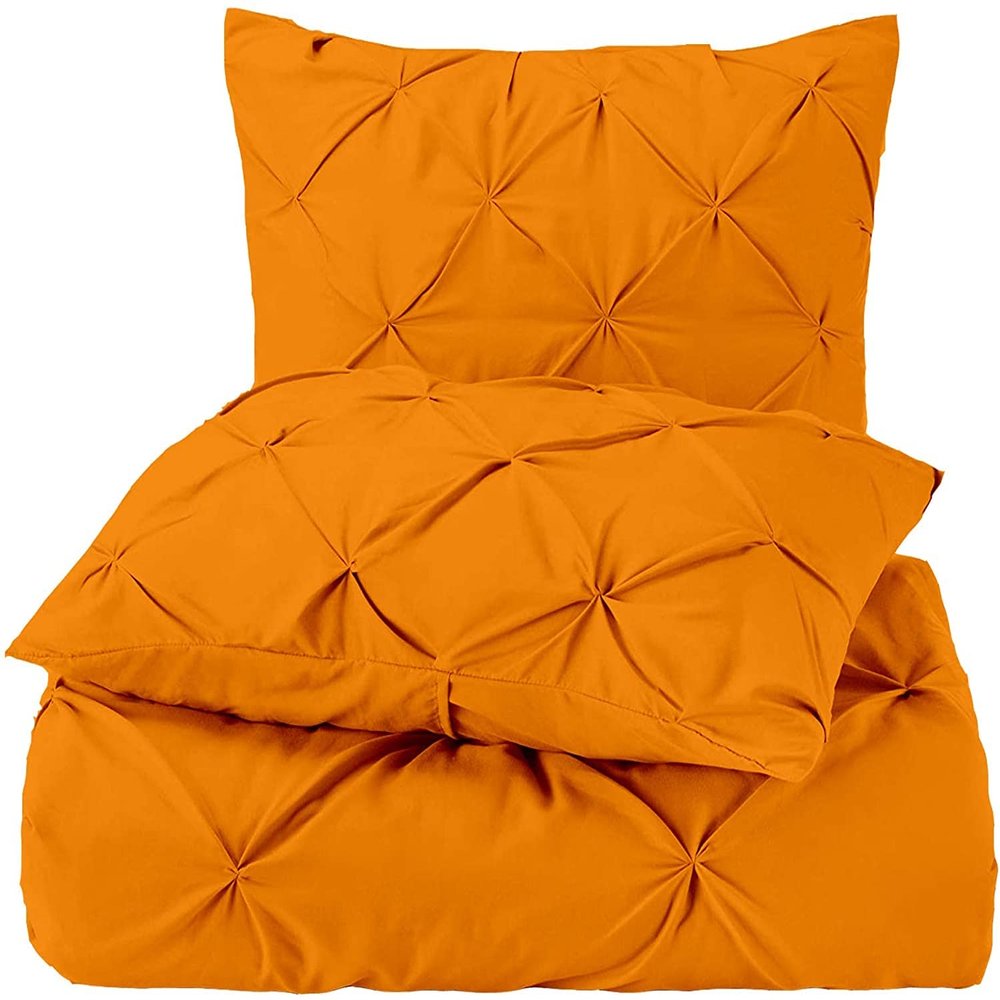 3 PC Oversized King Plus Size Duvet Cover Set Cotton All Season Orange Duvet Cover Oversized King Plus-128"x120"