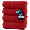 DAN RIVER Bath Towels Set of 4, 27 x 54 Inches, 100% Cotton, Larger & Lighter Weight, Quicker to Dry, Super Soft and Absorbent, Ideal Absorbent Bath Towels for Daily Use, Red view 1