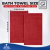 DAN RIVER Bath Towels Set of 4, 27 x 54 Inches, 100% Cotton, Larger & Lighter Weight, Quicker to Dry, Super Soft and Absorbent, Ideal Absorbent Bath Towels for Daily Use, Red view 2